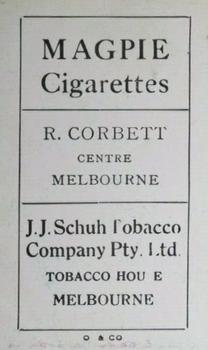 1921 J.J.Schuh Magpie Cigarettes Victorian League Footballers #NNO Bob Corbett Back